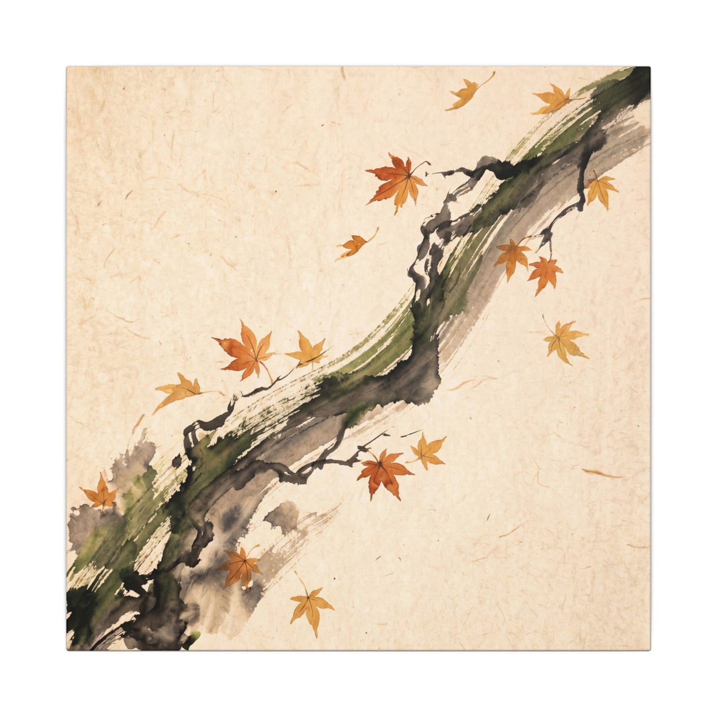 Ink Brushstroke Autumn Canvas Art | Zen Calm Design