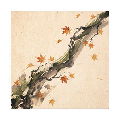 Ink Brushstroke Autumn Canvas Art | Zen Calm Design