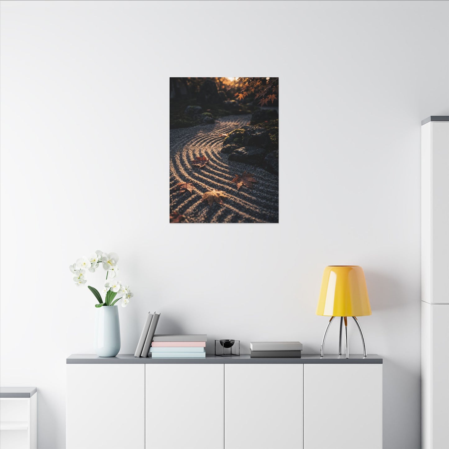 Rock Garden Moody Minimal Canvas Art | Bold Dark Japandi Art