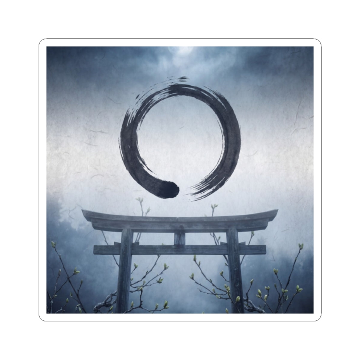 Zen Torii Gate in Moonlight | Enso Sticker