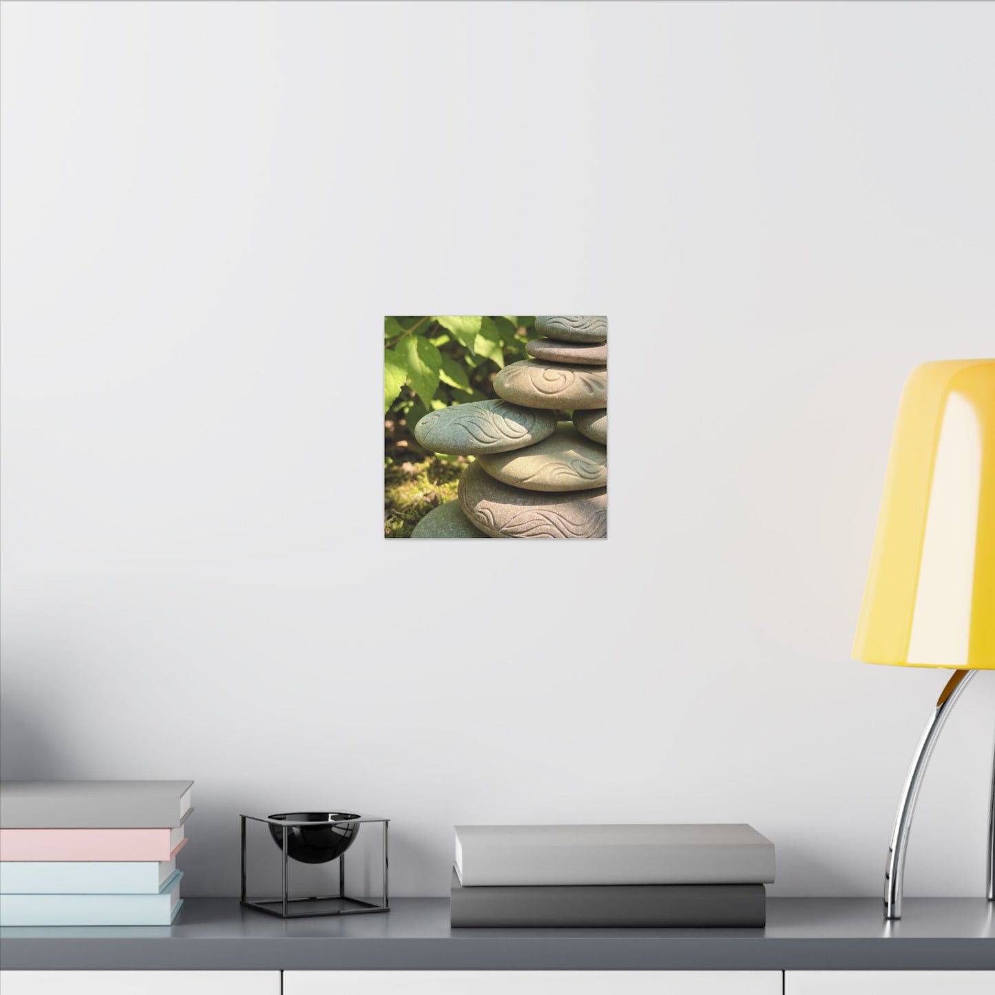 River Stones Summer Canvas Art | Japandi Earthy Design
