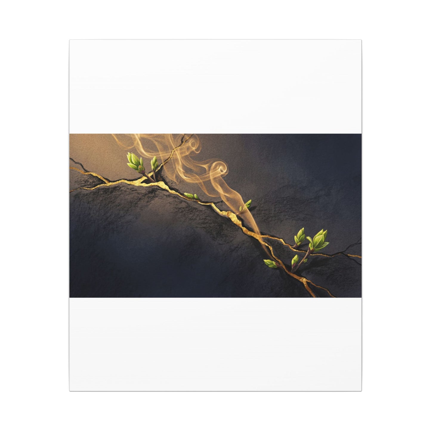 Spring Incense Smoke Gold Vein Canvas Art | Healing Decor
