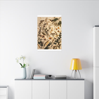 Dried Flowers Summer Canvas Art | Japandi Neutral Design