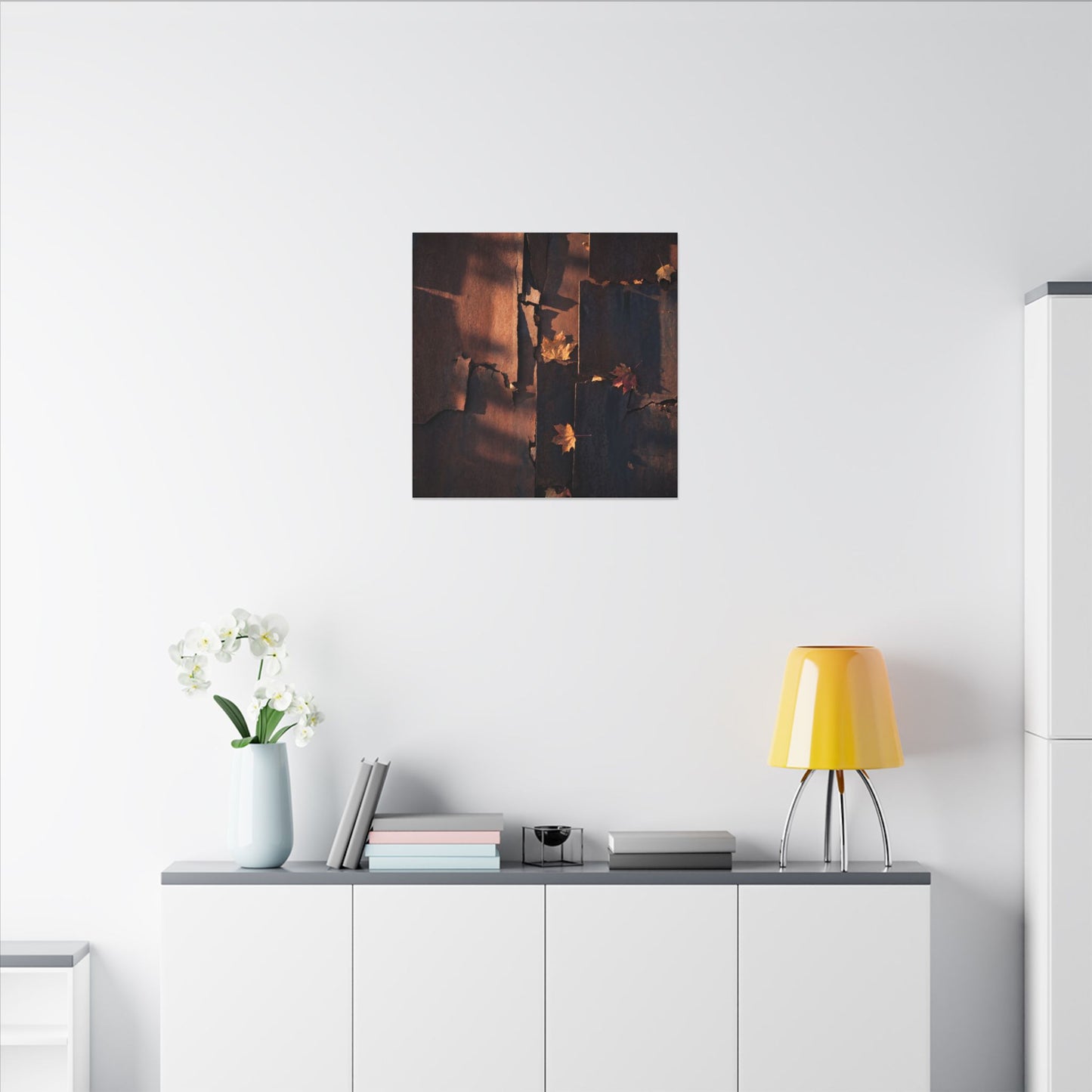 Seijaku Rust Patina Canvas Art - Dark Japandi Shadow Zen