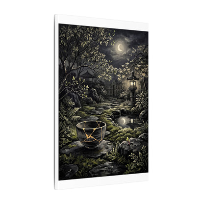 Kintsugi Moonlit Garden in Dappled | Gold Repair Canvas Art