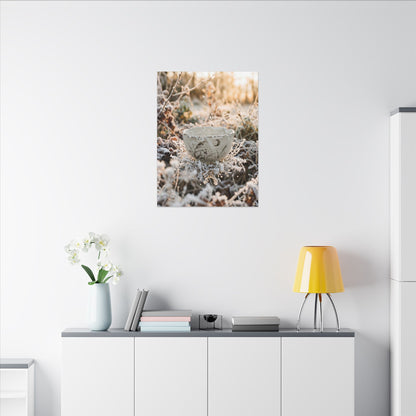 Japandi Ceramic Bowl in Golden Hour | Japanese Pattern Canvas Art