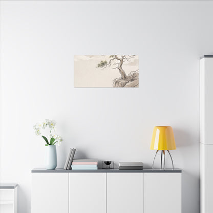 Japandi Pine Tree in Dappled | Minimal Line Canvas Art