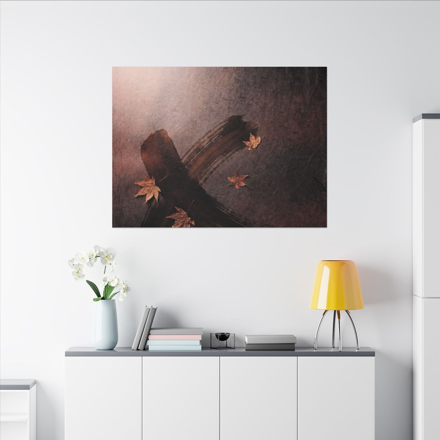 Moody Ink Brushstroke Canvas Art - Moody Minimal Dark Japandi