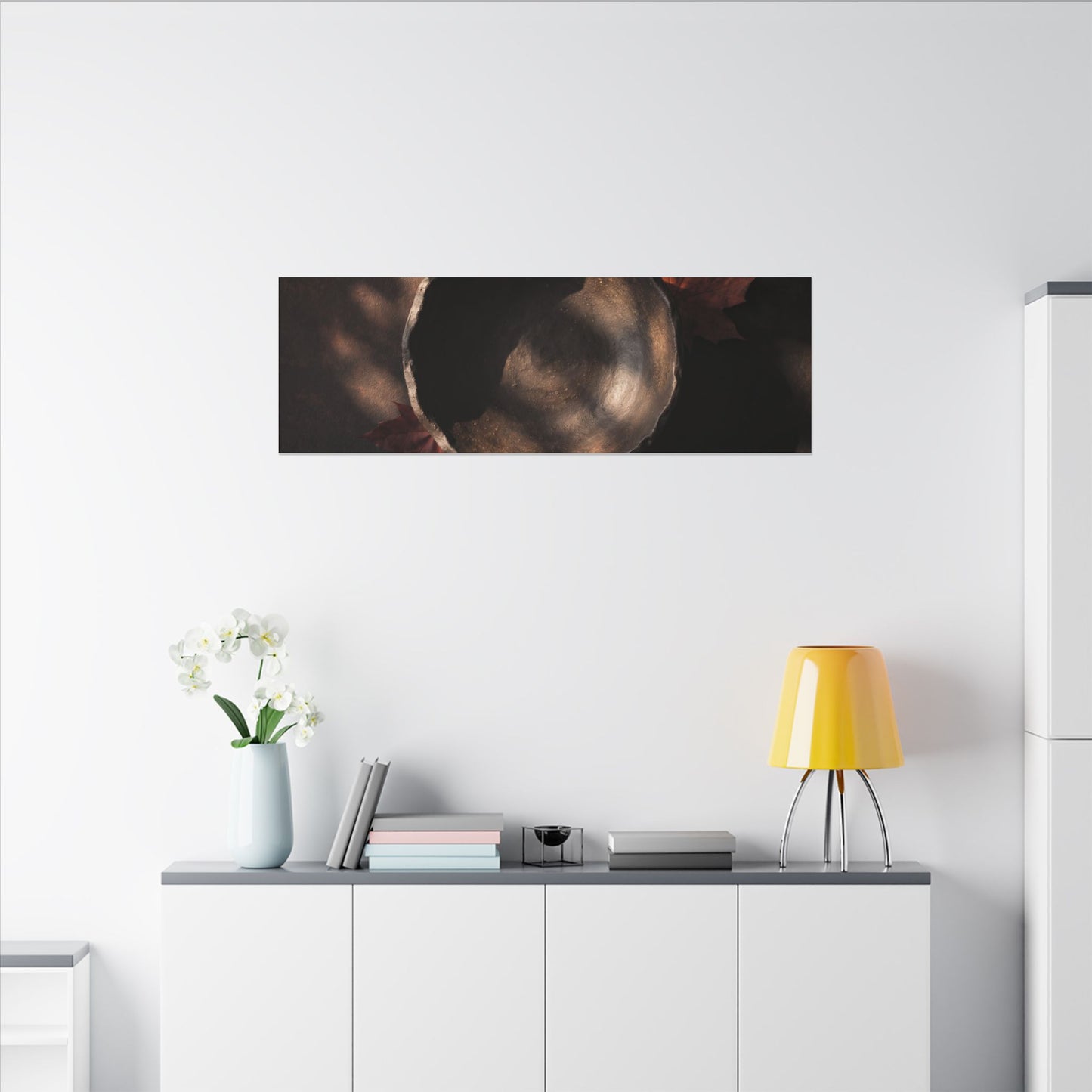 Ceramic Bowl Canvas Art | Autumn Dark Japandi Dark Texture Art