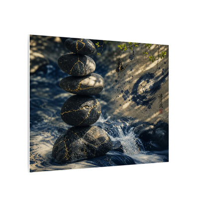 Kintsugi River Stones in Dappled | Broken Beauty Canvas Art