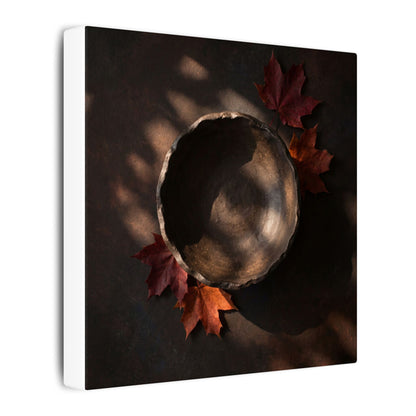 Ceramic Bowl Canvas Art | Autumn Dark Japandi Dark Texture Art