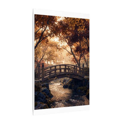 Autumn Wooden Bridge Gold Vein Canvas Art | Resilient Decor