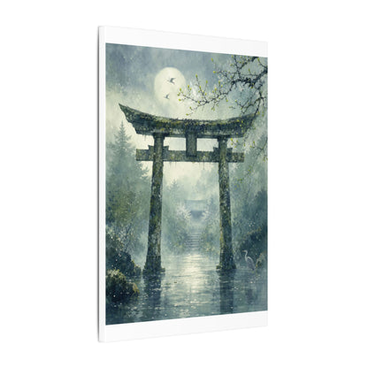 Earthy Torii Gate Canvas Art - Watercolor Japandi