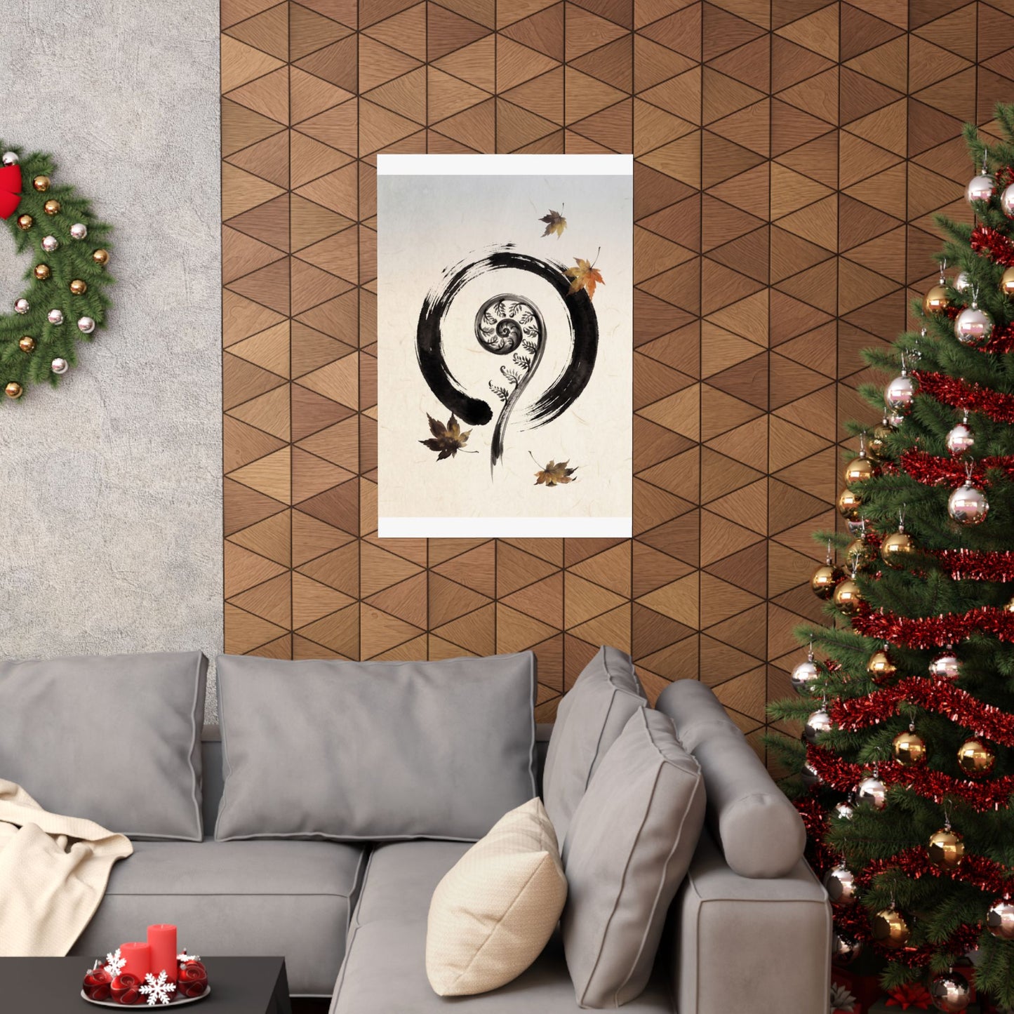 Autumn Fern Unfurling Enso Wall Art Print | Peaceful Decor