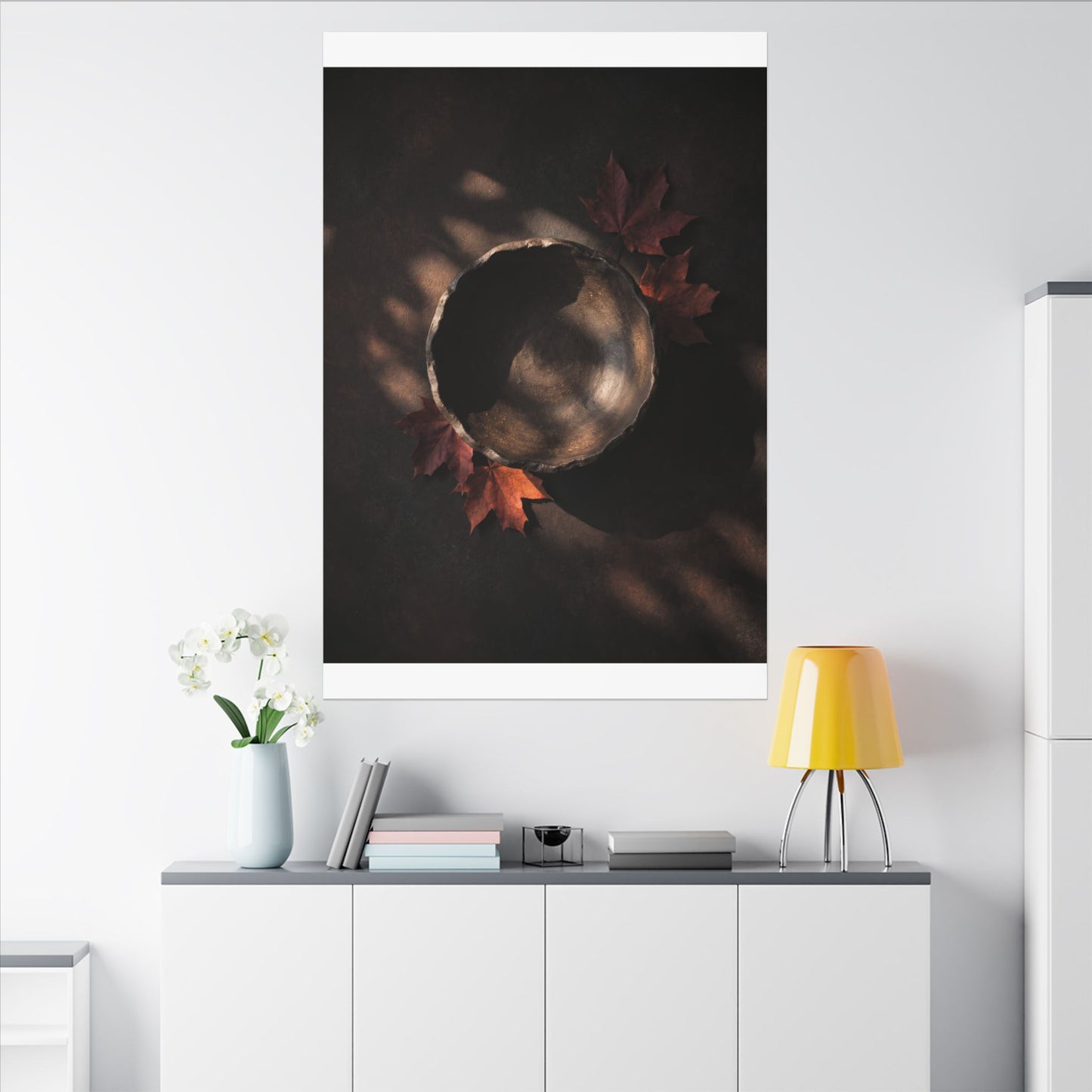 Ceramic Bowl Canvas Art | Autumn Dark Japandi Dark Texture Art