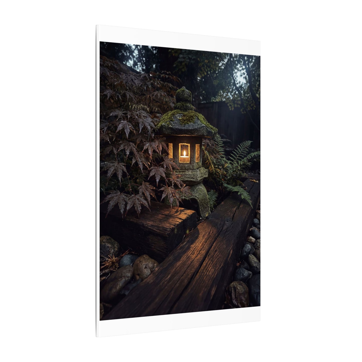 Moody Moonlit Garden Canvas Art - Shadow Zen Dark Japandi