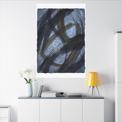 Ink Brushstroke Canvas Art | Winter Dark Japandi Shadow Zen Art