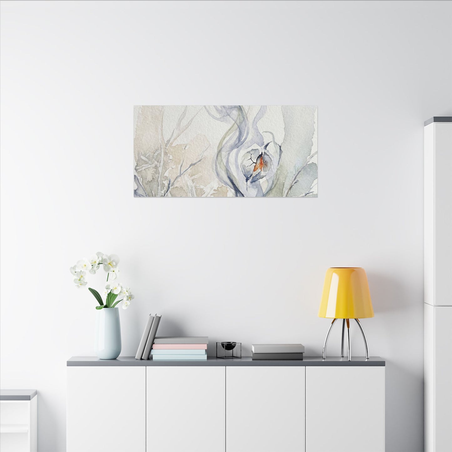 Earthy Incense Smoke Canvas Art - Watercolor Japandi