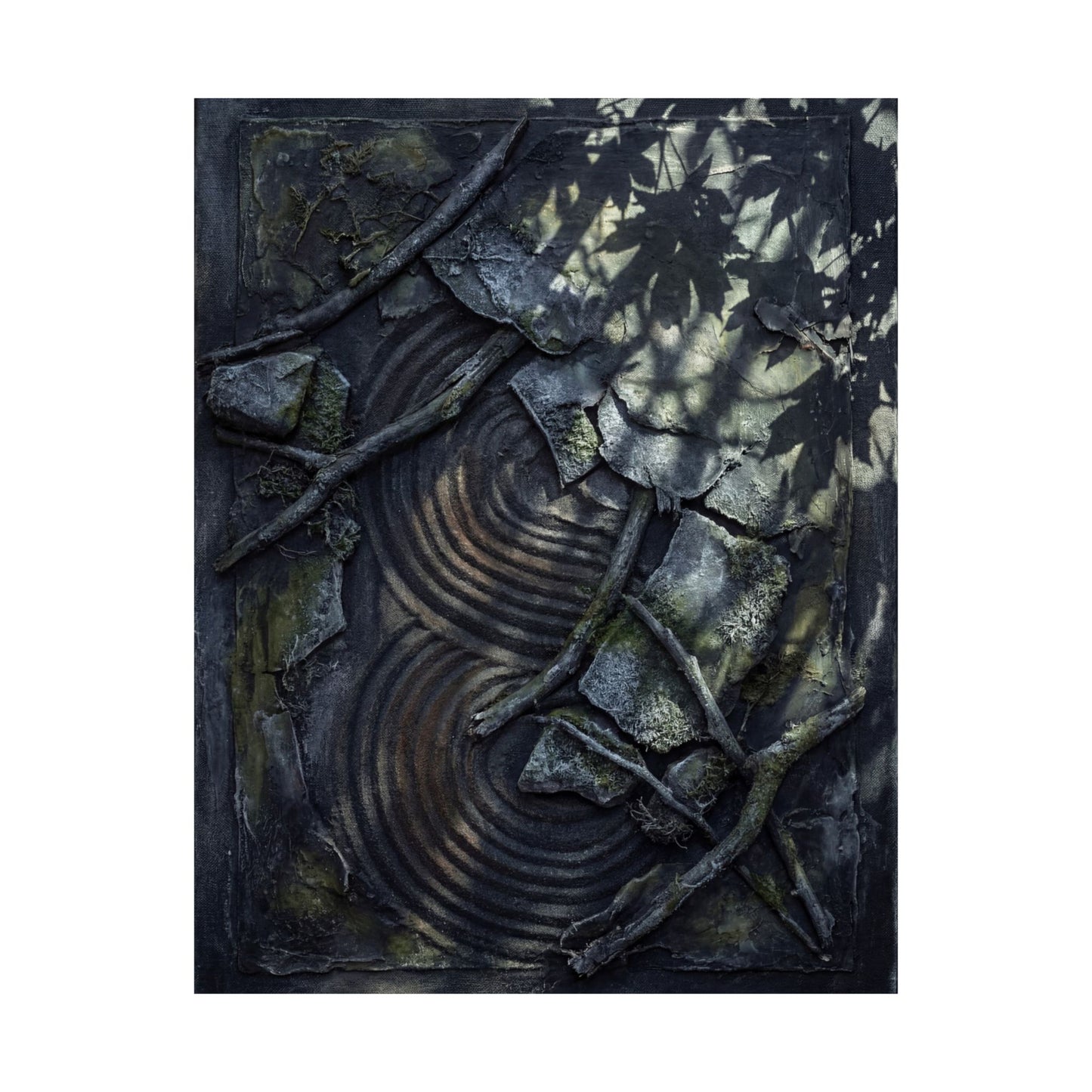 Winter Rock Garden Dark Texture Wall Art Print | Moody Decor