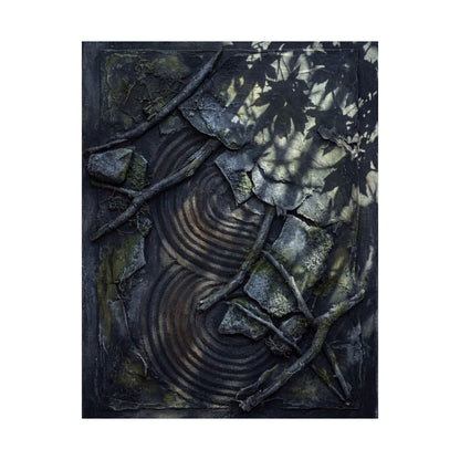Winter Rock Garden Dark Texture Wall Art Print | Moody Decor