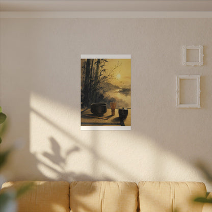 Tea Ceremony Sumi E Canvas Art | Contemplative Zen Art