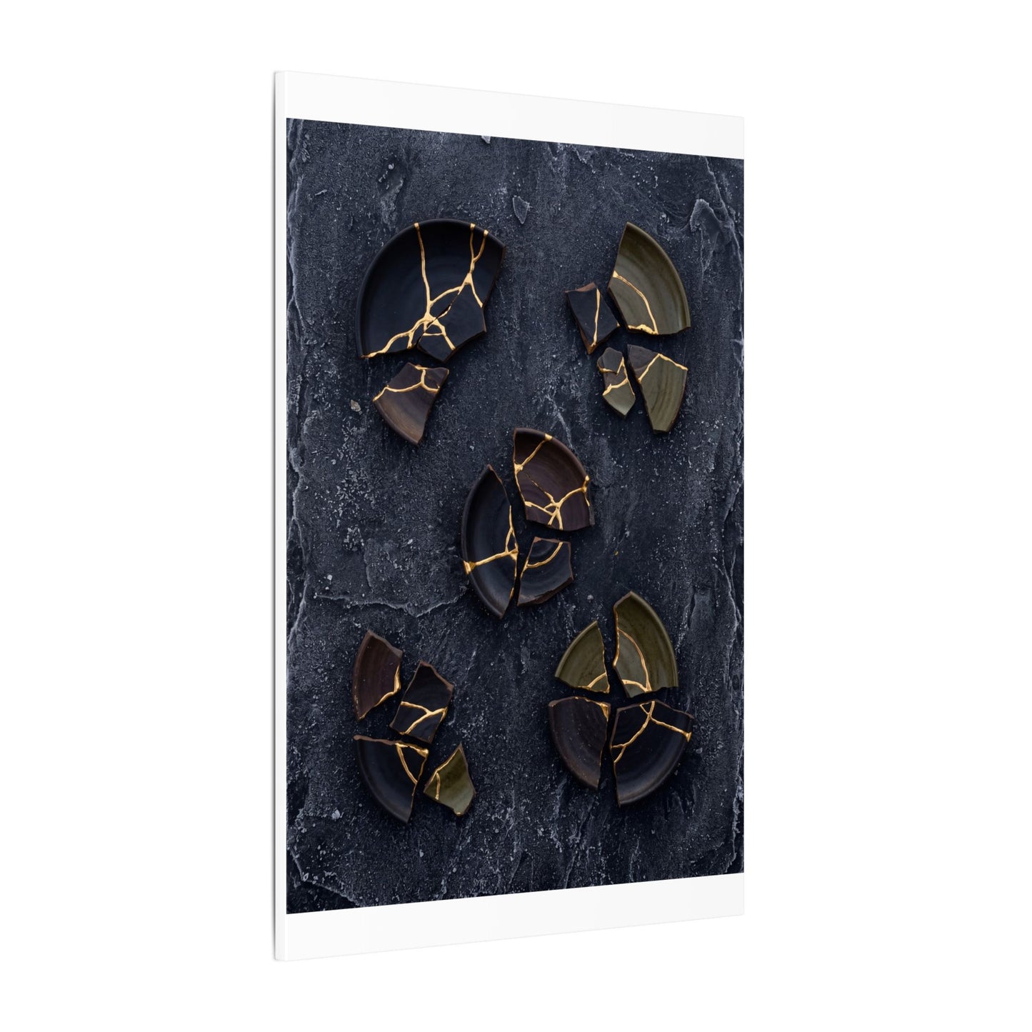 Broken Pottery Canvas Art | Winter Dark Japandi Shadow Zen Art