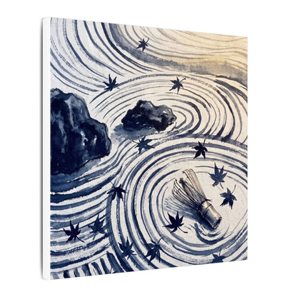 Zen Rock Garden in Golden Hour | Sumi E Canvas Art