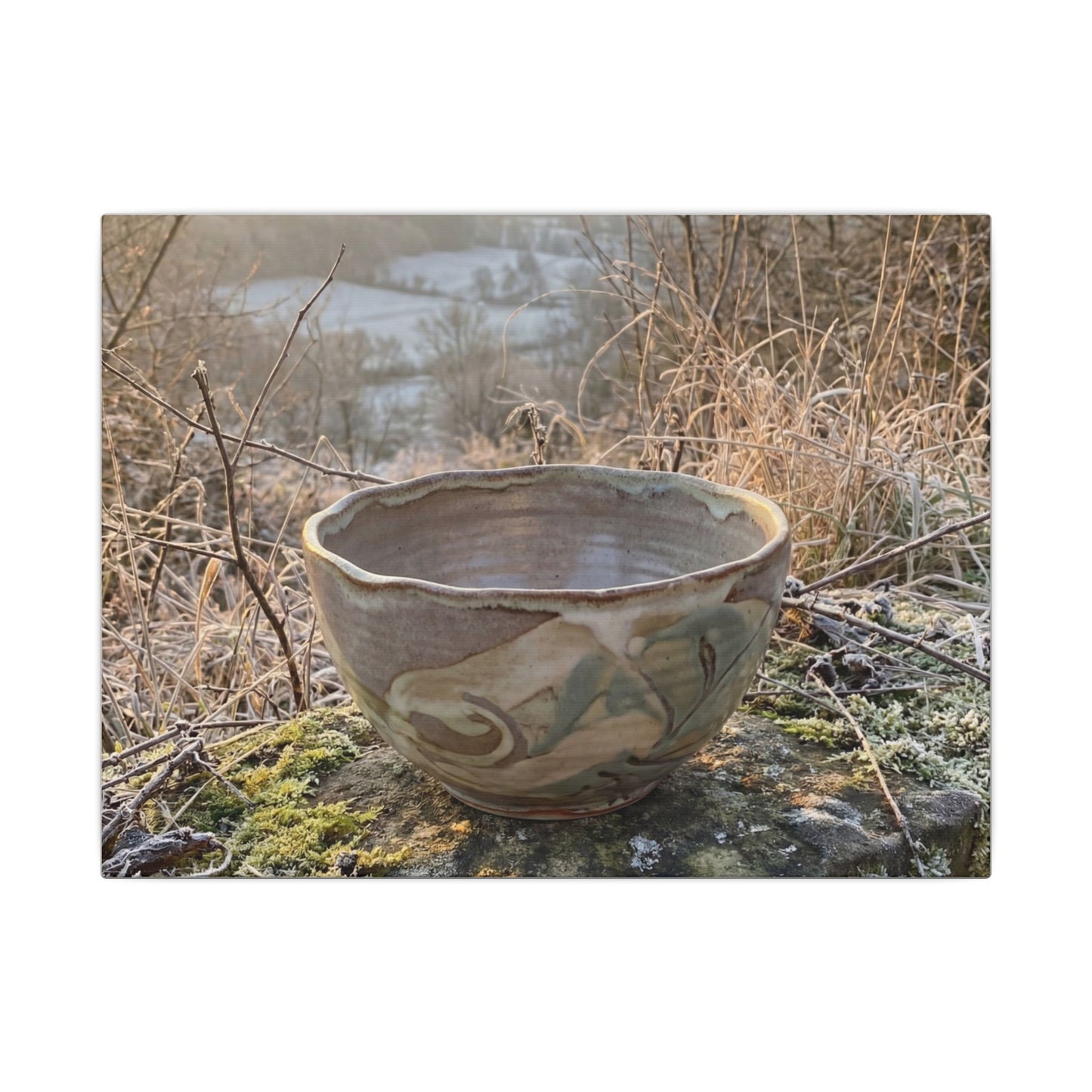 Golden Hour Ceramic Bowl Canvas Art - Japandi Shibui Art Print