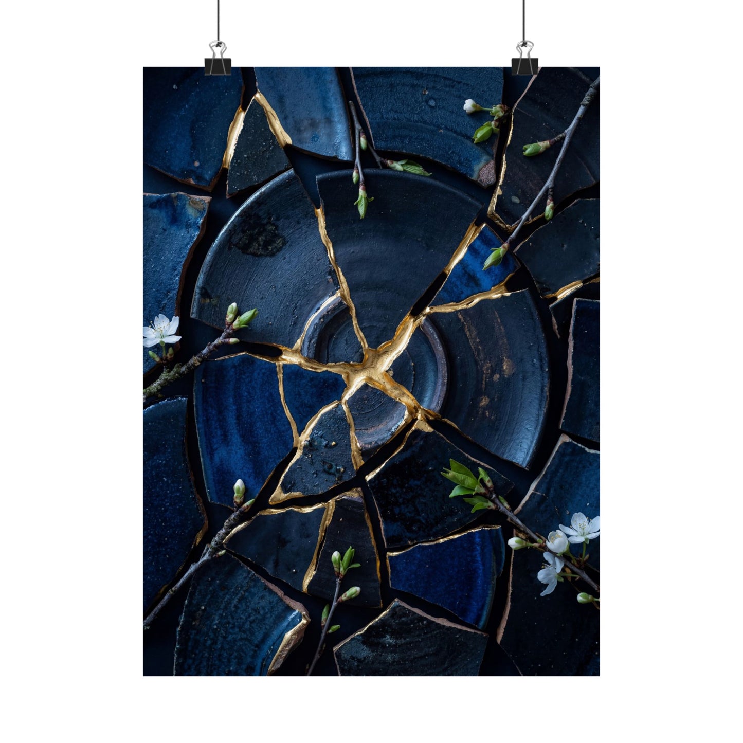 Broken Pottery Spring Wall Art Print | Kintsugi Resilient Design Art Print
