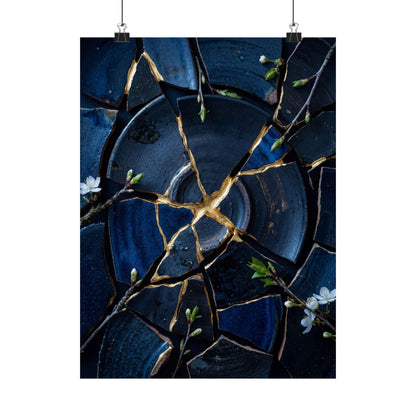 Broken Pottery Spring Wall Art Print | Kintsugi Resilient Design Art Print