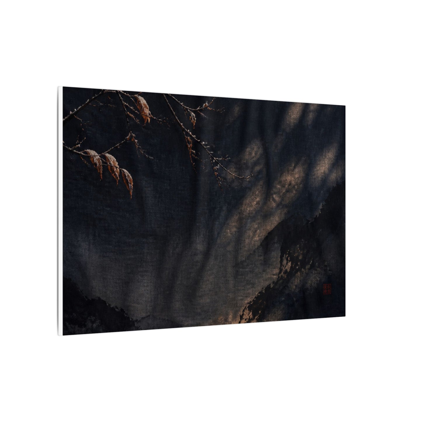 Atmospheric Silk Drape Canvas Art - Charcoal Ink Dark Japandi
