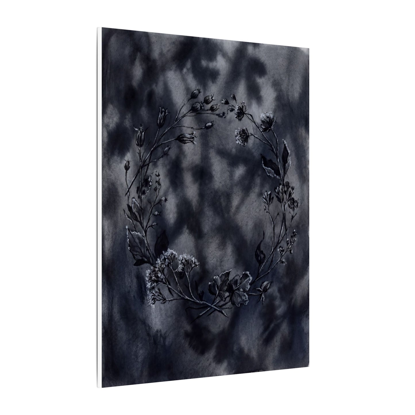Dried Flowers Canvas Art | Winter Dark Japandi Shadow Zen Art