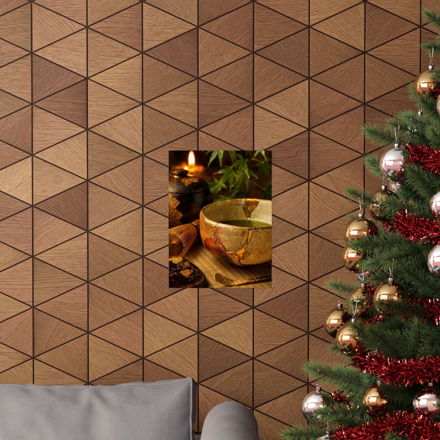 Tea Ceremony Crackle Gold Wall Art Print | Healing Kintsugi Art