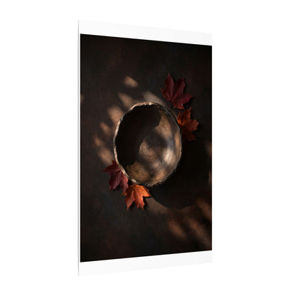 Ceramic Bowl Canvas Art | Autumn Dark Japandi Dark Texture Art