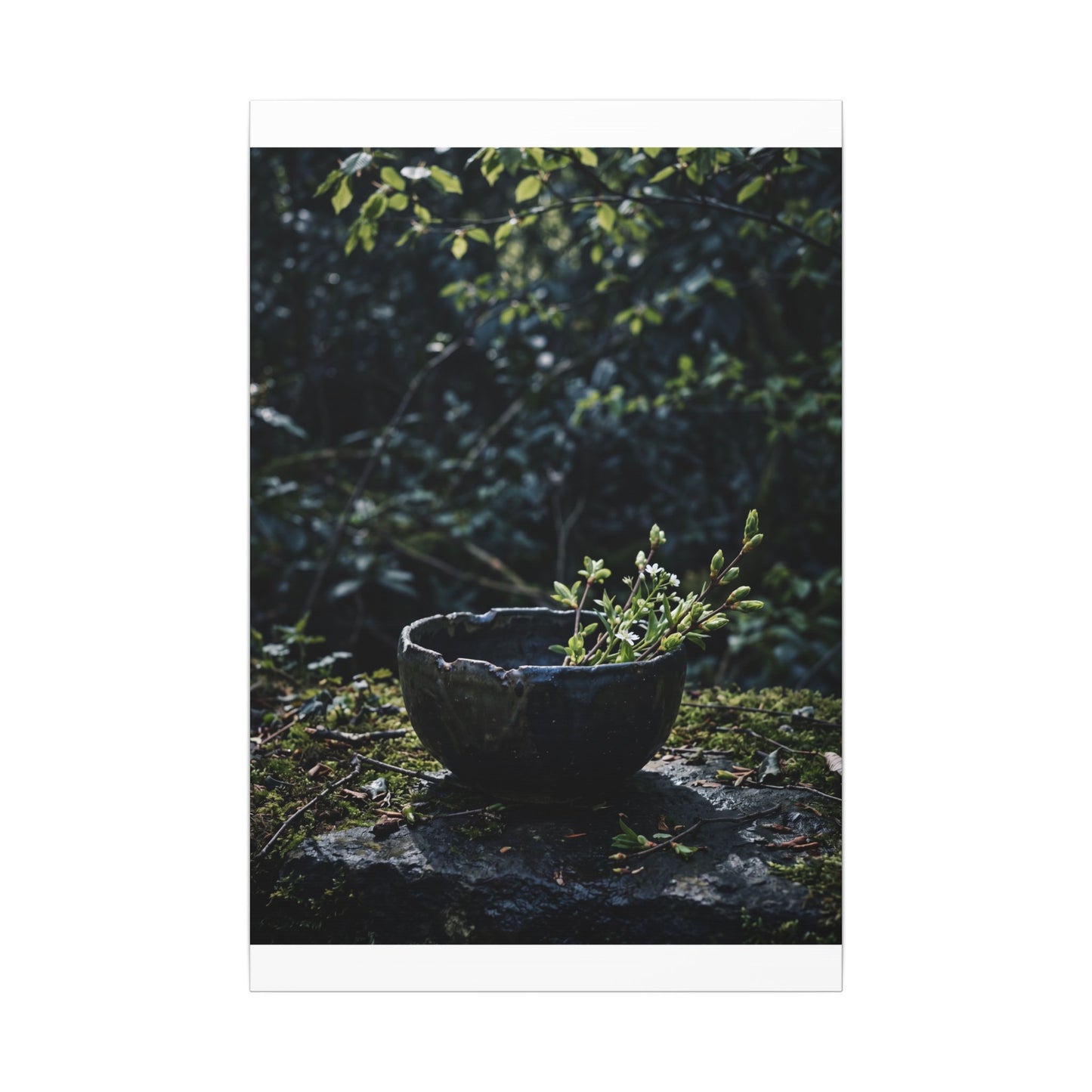 Dappled Ceramic Bowl Canvas Art - Dark Japandi Datsuzoku
